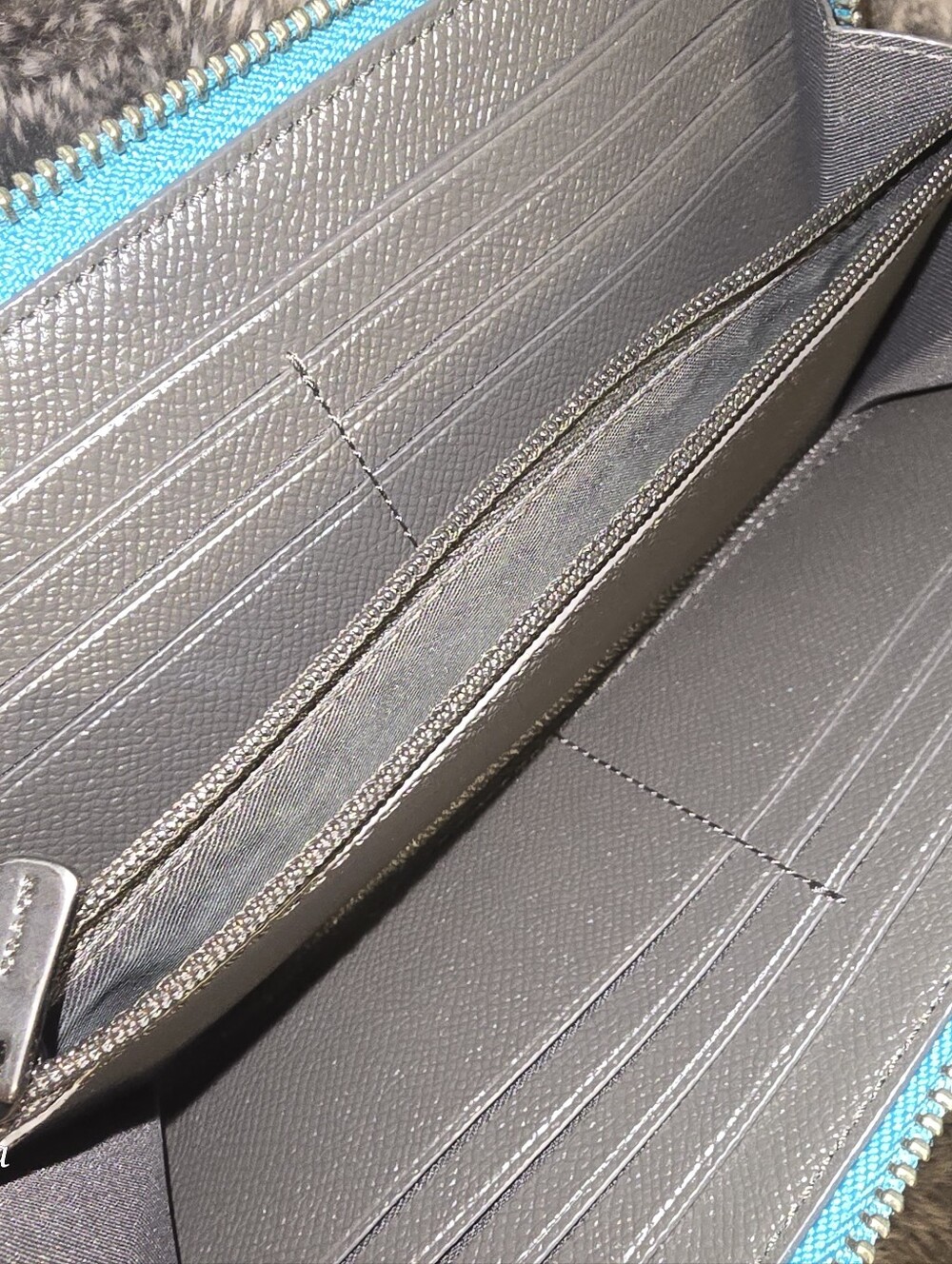 Coach Metallic Teal Blue Zip Wallet - Picture 4 of 4